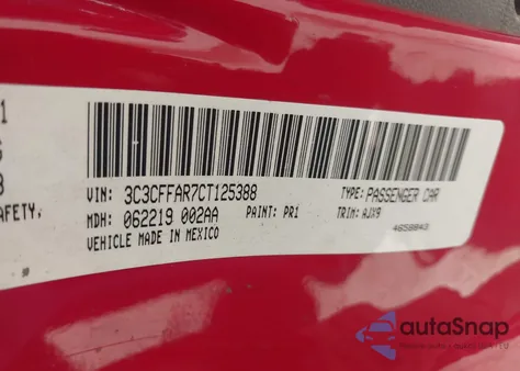 2012 Fiat 500 Pop из США, поврежденный, VIN 3C3CFFAR7CT125388